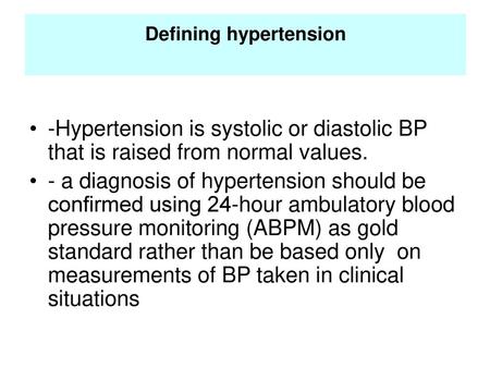 Defining hypertension