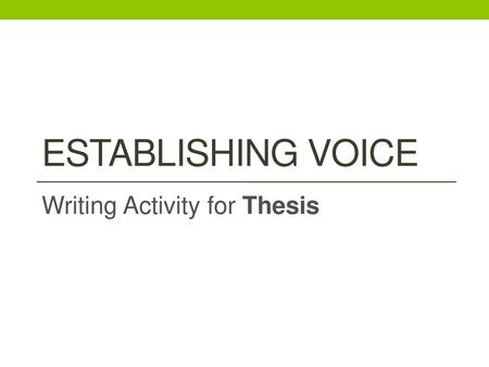 Writing Activity for Thesis