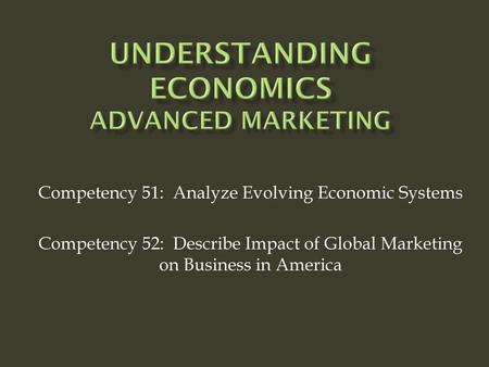 Understanding Economics Advanced Marketing
