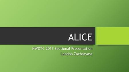 NWDTC 2017 Sectional Presentation Landon Zacharyasz