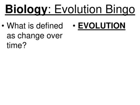 Biology: Evolution Bingo