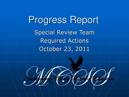 Special Review Team Required Actions October 23, 2011