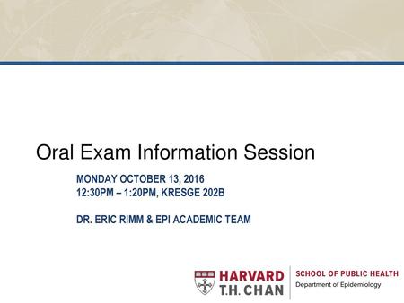 Oral Exam Information Session