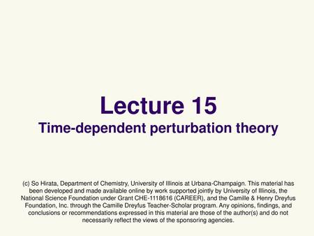 Lecture 15 Time-dependent perturbation theory