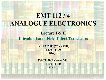 EMT 112 / 4 ANALOGUE ELECTRONICS
