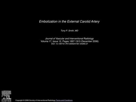 Embolization in the External Carotid Artery