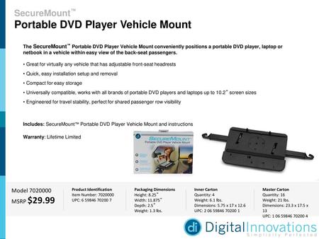 Portable DVD Player Vehicle Mount