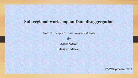 Sub-regional workshop on Data disaggregation