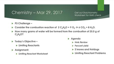 Chemistry – Mar 29, 2017 P3 Challenge –