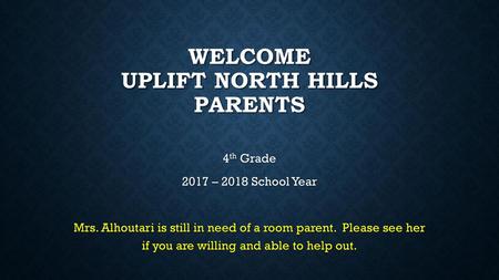 Welcome Uplift North Hills Parents