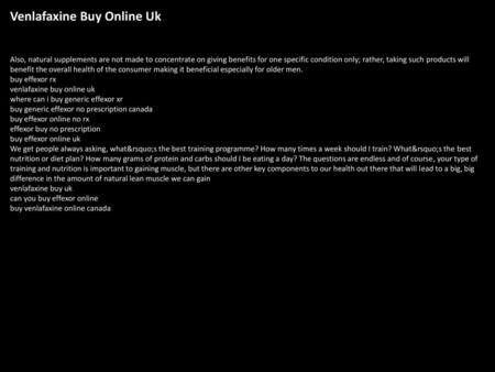 Venlafaxine Buy Online Uk