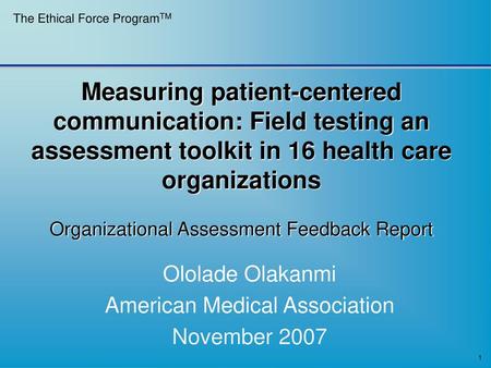 Ololade Olakanmi American Medical Association November 2007