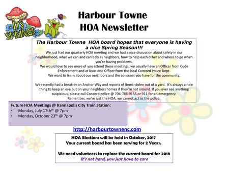 Harbour Towne HOA Newsletter