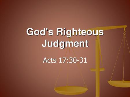 God's Righteous Judgment