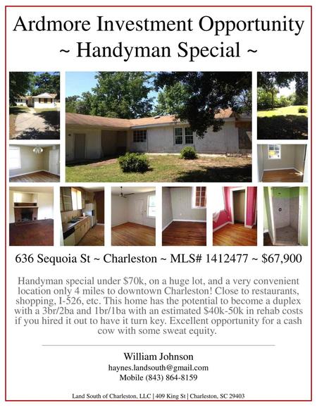 Ardmore Investment Opportunity ~ Handyman Special ~
