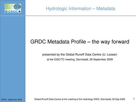GRDC Metadata Profile – the way forward
