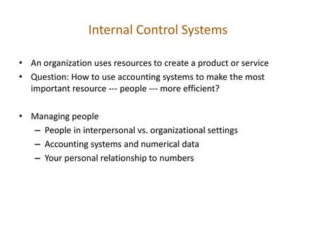 Internal Control Systems