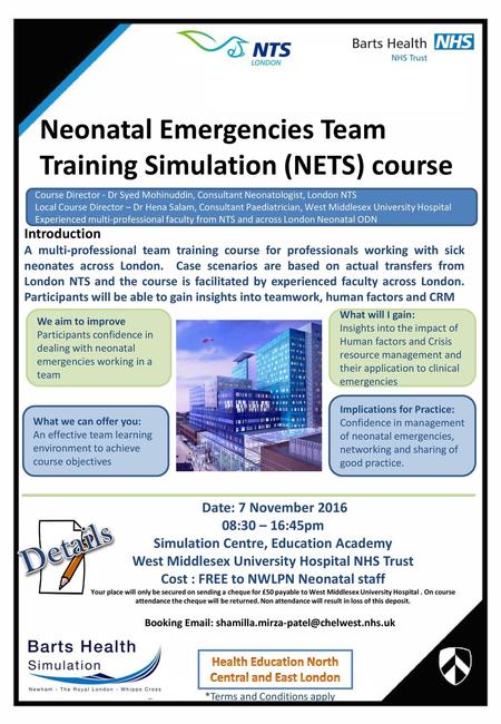 Neonatal Emergencies Team Training Simulation (NETS) course