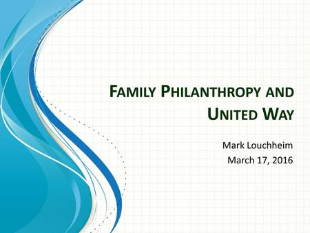 Family Philanthropy and United Way