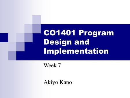 CO1401 Program Design and Implementation