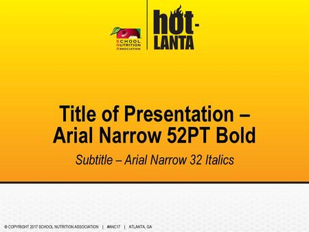 Title of Presentation – Arial Narrow 52PT Bold