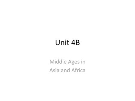 Middle Ages in Asia and Africa