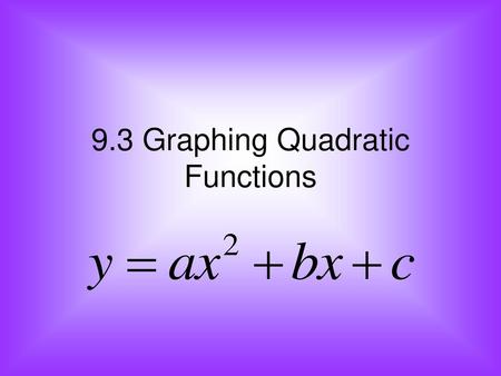 9.3 Graphing Quadratic Functions
