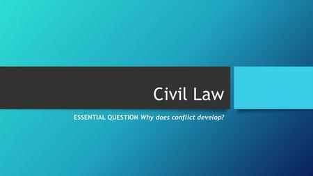 ESSENTIAL QUESTION Why does conflict develop?