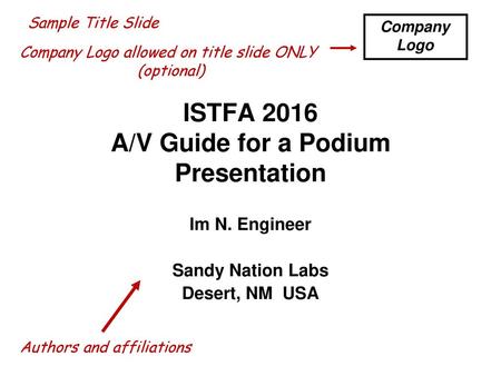 ISTFA 2016 A/V Guide for a Podium Presentation