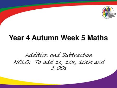 Addition and Subtraction NCLO: To add 1s, 10s, 100s and 1,00s