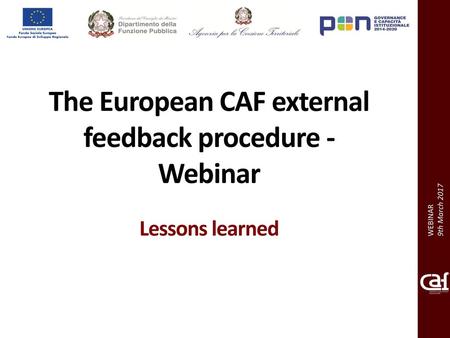 The European CAF external feedback procedure - Webinar Lessons learned