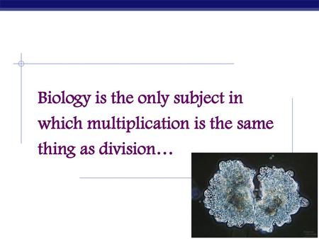 Biology is the only subject in which multiplication is the same thing as division… 2005-2006.