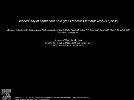Inadequacy of saphenous vein grafts for cross-femoral venous bypass