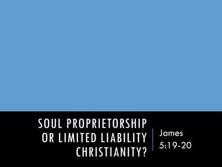 Soul Proprietorship or Limited Liability Christianity?