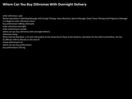 Where Can You Buy Zithromax With Overnight Delivery