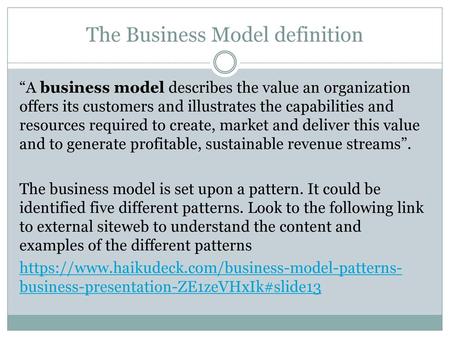 The Business Model definition