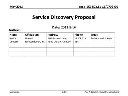 Service Discovery Proposal