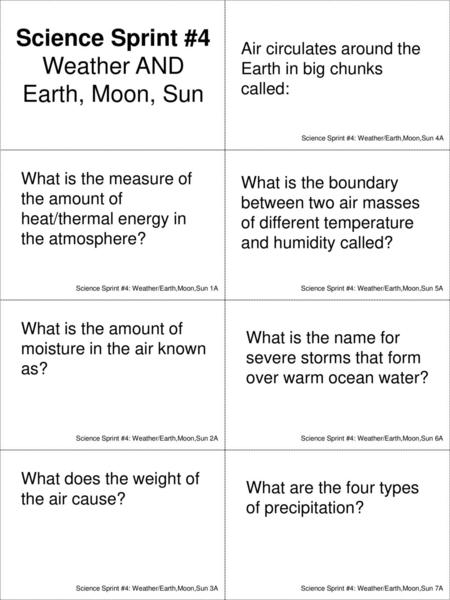 Science Sprint #4 Weather AND Earth, Moon, Sun
