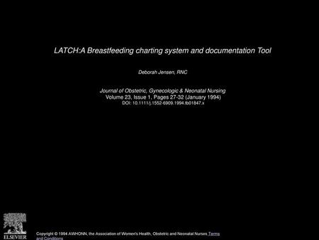 LATCH:A Breastfeeding charting system and documentation Tool