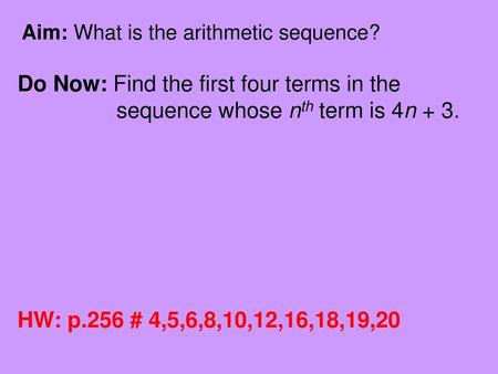 Aim: What is the arithmetic sequence?