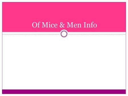 Of Mice & Men Info.