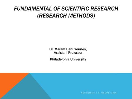 Fundamental of Scientific Research (Research methods)