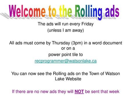 Welcome to the Rolling ads