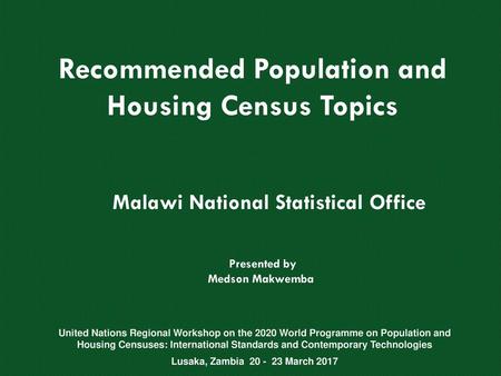 Recommended Population and Housing Census Topics