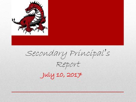 Secondary Principal’s Report