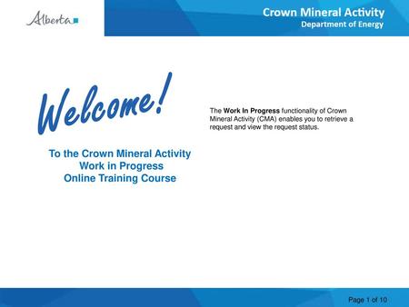 To the Crown Mineral Activity Online Training Course