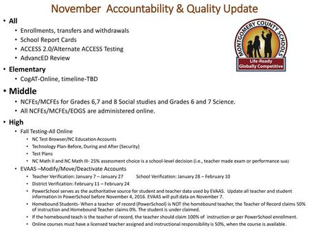 November Accountability & Quality Update