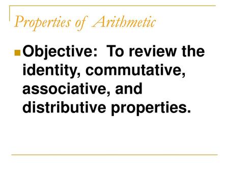 Properties of Arithmetic