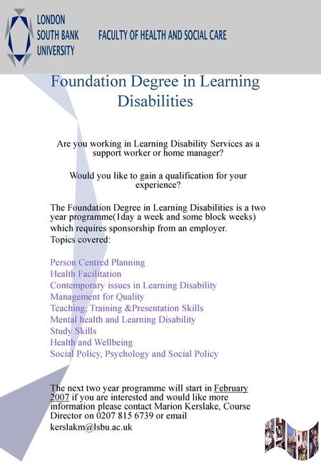 Foundation Degree in Learning Disabilities