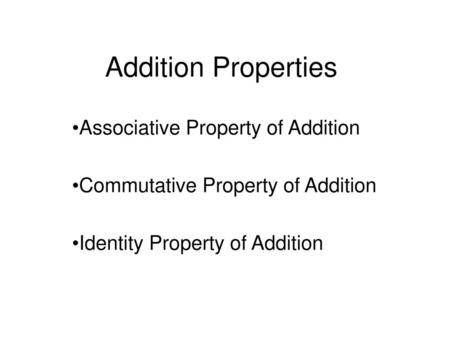 Addition Properties Associative Property of Addition